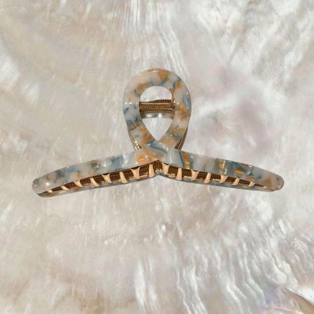 Multi-Color Blue Marble Claw Clip – Extra Large & Strong Hold